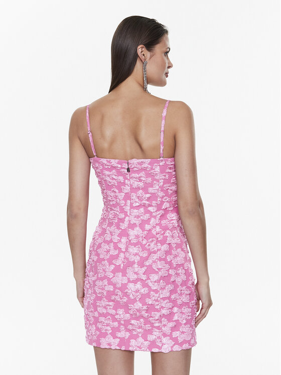 ROTATE ROTATE Φόρεμα κοκτέιλ Jacquard Flower RT2396 Ροζ Slim Fit