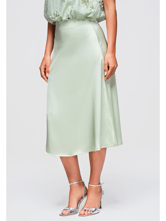 Ombre Ombre Spódnica midi OW-GL-E0011 Zielony Regular Fit