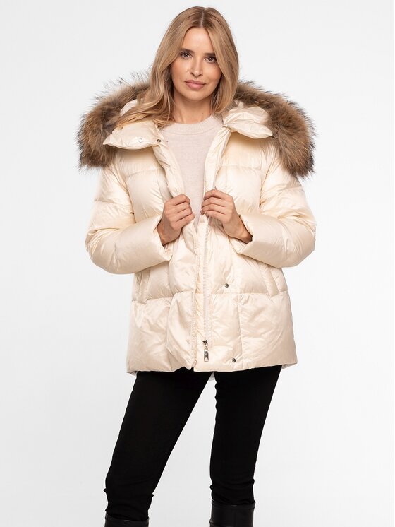 Perso Perso Kurtka damska BLH254152FXR Écru Regular Fit