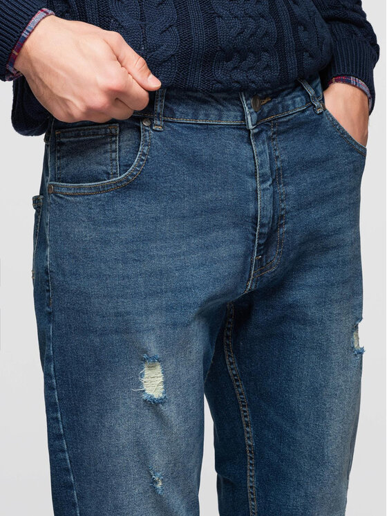 Ombre Ombre Jeansy OM-PADP-0254 Modrá Regular Fit