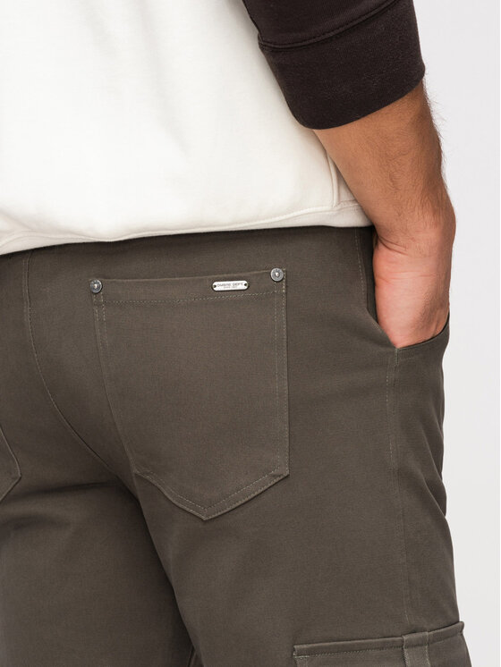 Ombre Ombre Spodnie cargo P1516 Szary ciemny Regular Fit