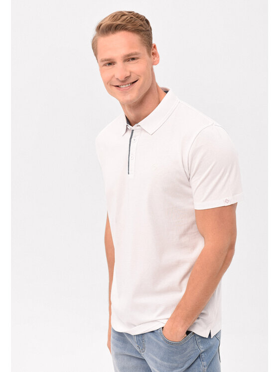 Volcano Volcano Polo O-NIKOS Biały Regular Fit