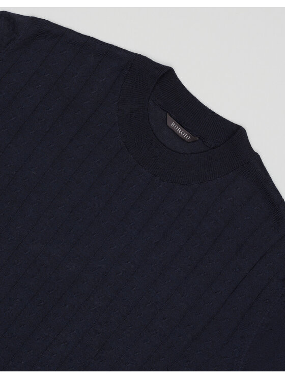 Borgio Borgio T-Shirt Telve Granatowy Slim Fit