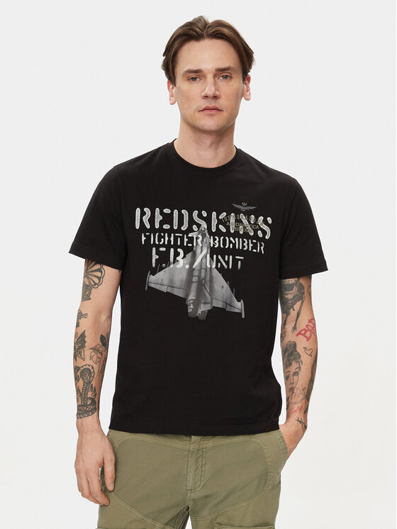 T-Shirt Aeronautica Militare, Größe S Schwarz 241TS2212J641