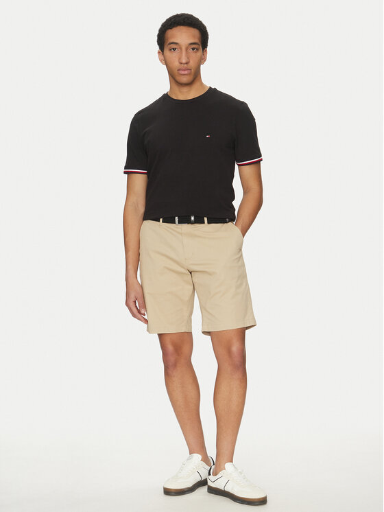 Tommy Hilfiger Tommy Hilfiger Tricou Global Stripe MW0MW38630 Negru Regular Fit