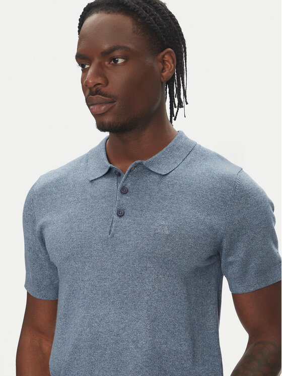 Lindbergh Lindbergh Тениска с яка и копчета 30-800159 Син Slim Fit