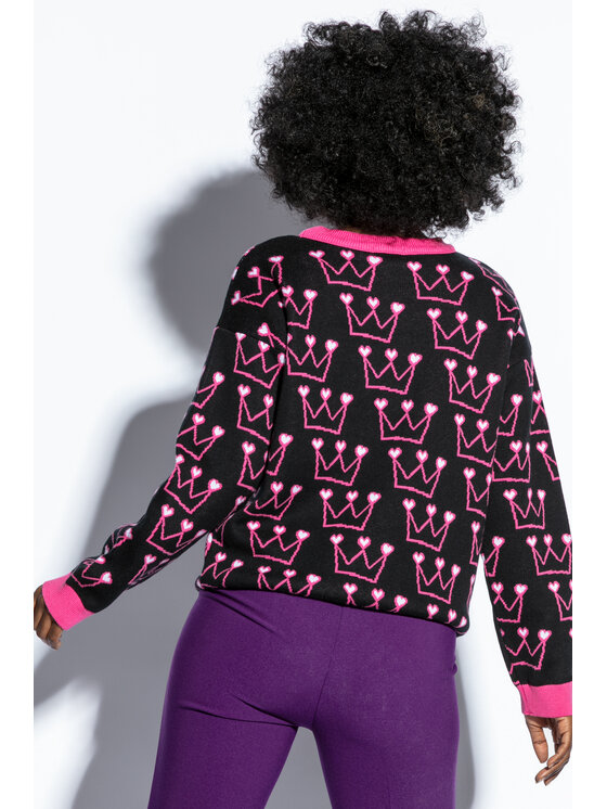 Fobya Fobya Sweter F1810 Czarny Regular Fit