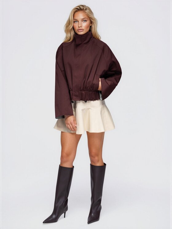 Ombre Ombre Bunda pro přechodné období OW-JT-E0017 Bordó Oversize