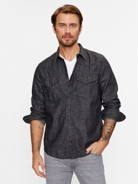 Lee Lee Джинсова сорочка 112330644 Сірий Regular Fit