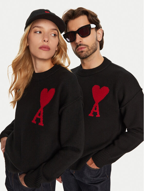 AMI Paris Sweater BFUKS006.018 Fekete Regular Fit | Modivo.hu