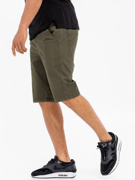 Jigga Wear Jigga Wear Szorty materiałowe Krótkie Spodenki Materiałowe Oliwkowe / Białe Jigga Wear Crown L Khaki Regular Fit