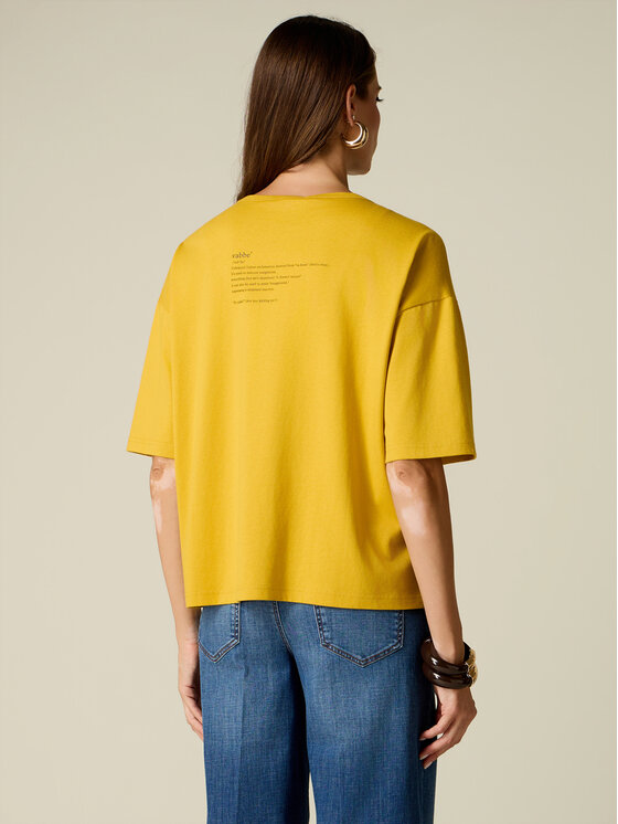 Oltre Oltre T-Shirt G018J004661N038 Żółty Over Fit