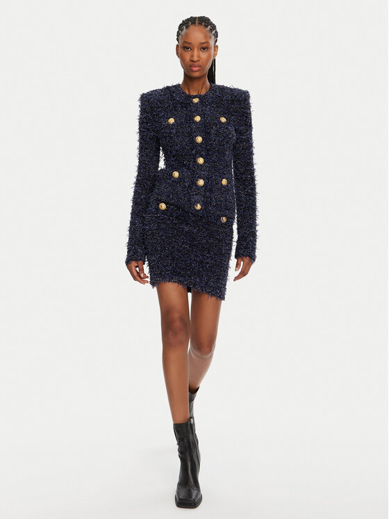 Balmain Balmain Kardigán DF0SK249KH74 Sötétkék Regular Fit