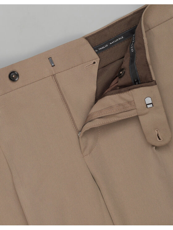 Borgio Borgio Spodnie garniturowe lido_khaki Khaki Slim Fit