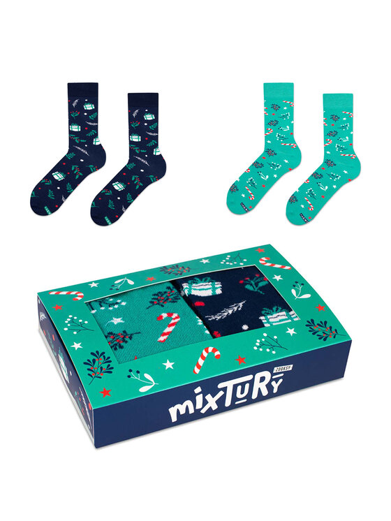 Zooksy Zooksy Zestaw 2 par wysokich skarpet unisex mixTURY Zielony