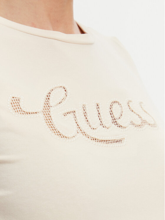 Guess Guess T-krekls W5GI47 KA0Q1 Écru Slim Fit
