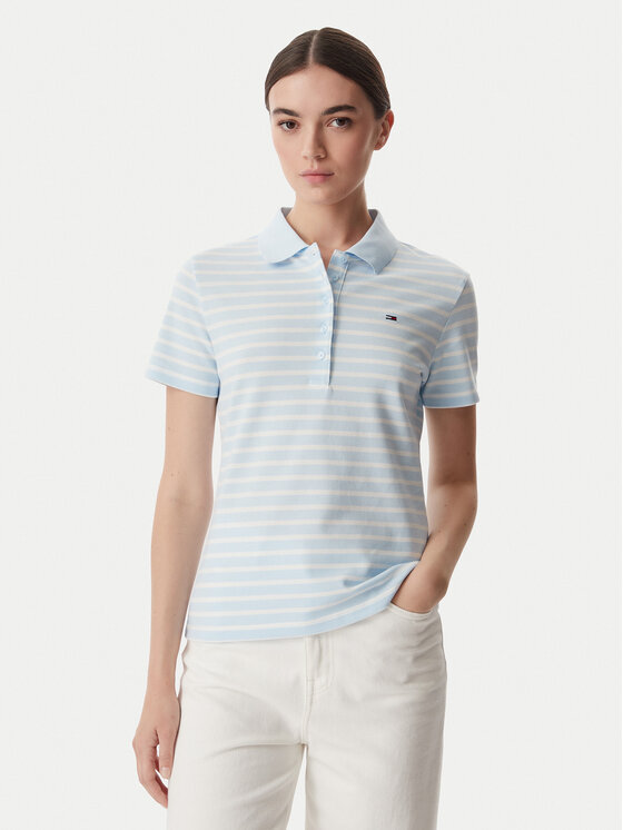 Tommy Jeans Tricou polo Essential DW0DW22820 Albastru deschis Regular Fit