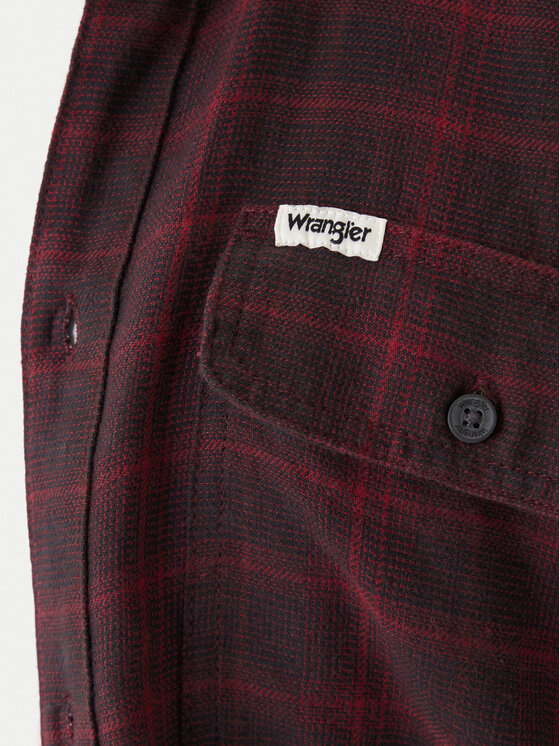 Wrangler Wrangler Koszula 1 Pkt Flannel 112371522 Bordowy Relaxed Fit