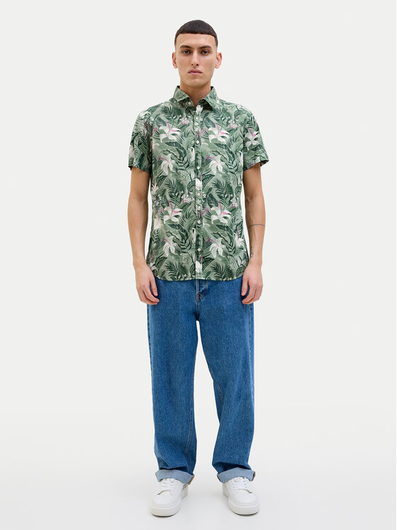 Jack&Jones Jack&Jones Marškiniai Hawaii 12269137 Žalia Comfort Fit