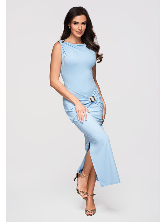Ombre Ombre Sukienka wieczorowa LA-OM-DLR371 Niebieski Slim Fit