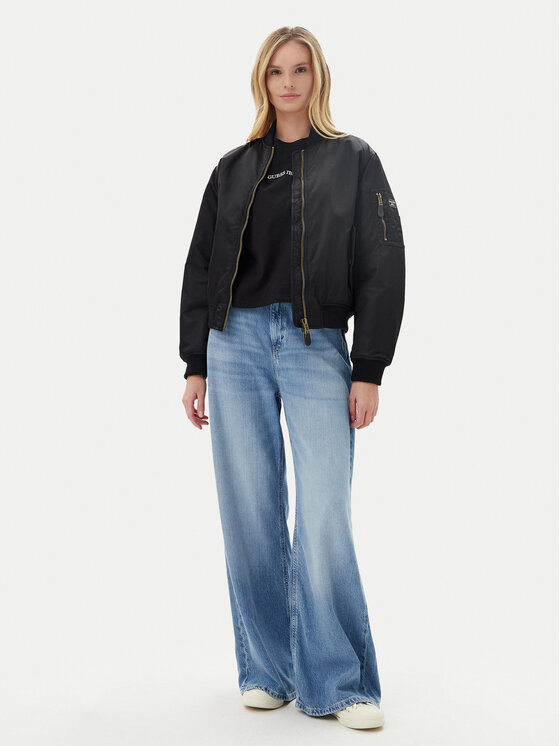 Guess Jeans Guess Jeans Bomber dzseki W5RL81 WHAA2 Fekete Regular Fit