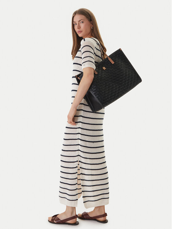 Tommy Hilfiger Tommy Hilfiger Kabelka Th City Tote AW0AW18394 Čierna