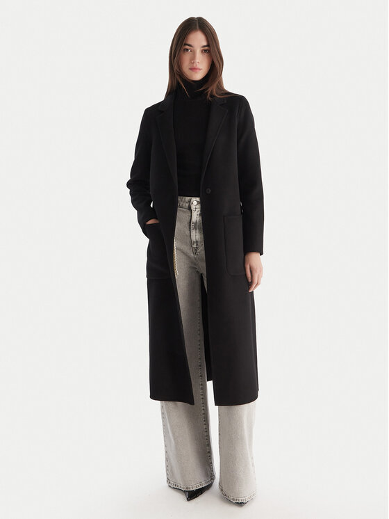 ViCOLO ViCOLO Вовняне пальто TF0002 Чорний Regular Fit