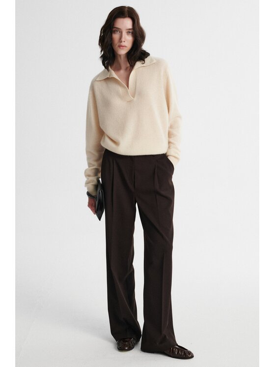 MARI PRETI MARI PRETI Sweter ROWEN Kremowy Loose Fit