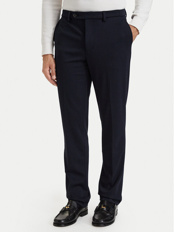 Tommy Hilfiger Hlače iz tkanine Punto Milano MW0MW44869 Mornarsko modra Straight Fit