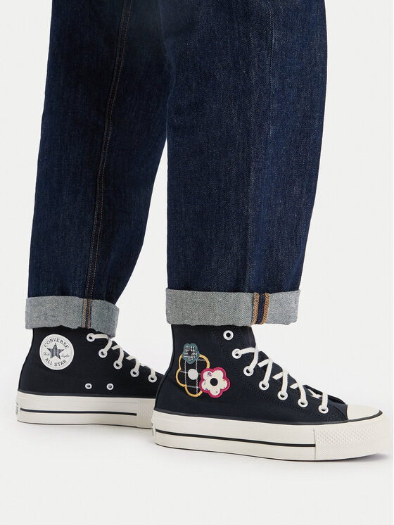 Converse Converse Plátěnky Chuck Taylor All Star Lift Platform Floral Patchwork A15534C Černá