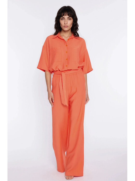 NIFE NIFE Kalhoty z materiálu SD135 Oranžová Wide Leg
