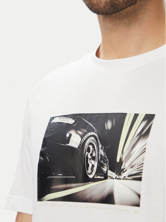 HUGO HUGO T-Shirt Te Motors 50566627 Bílá Regular Fit