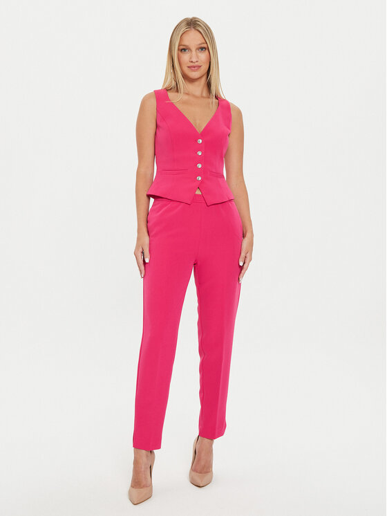 Guess Guess Текстилни панталони W4YB52 WFWX2 Розов Regular Fit