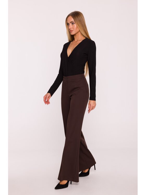 Made of Emotion Made of Emotion Spodnie materiałowe M875 Brązowy Wide Leg