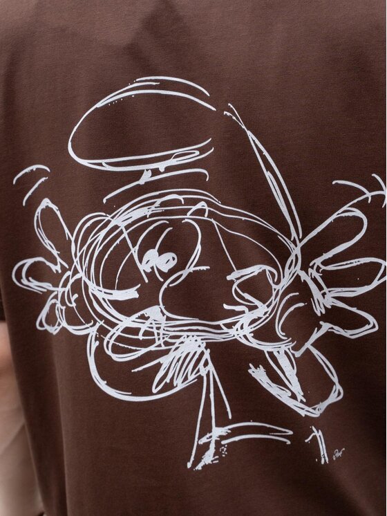 Smerfy Smerfy T-Shirt Szeroka Luźna Gargamel 128803 Brązowy Oversize