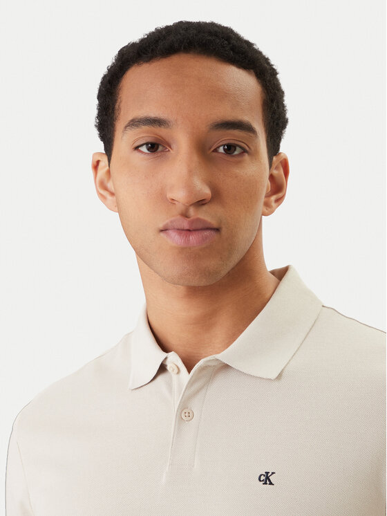 Calvin Klein Jeans Calvin Klein Jeans Тениска с яка и копчета LV040EM269 Бежов Regular Fit