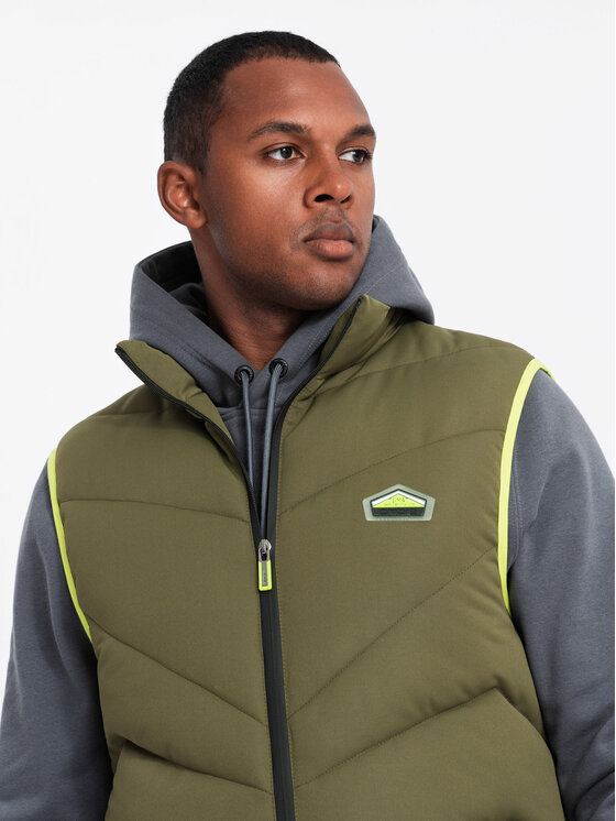 Ombre Ombre Kamizelka OM-JAVJ-0210 Khaki Regular Fit