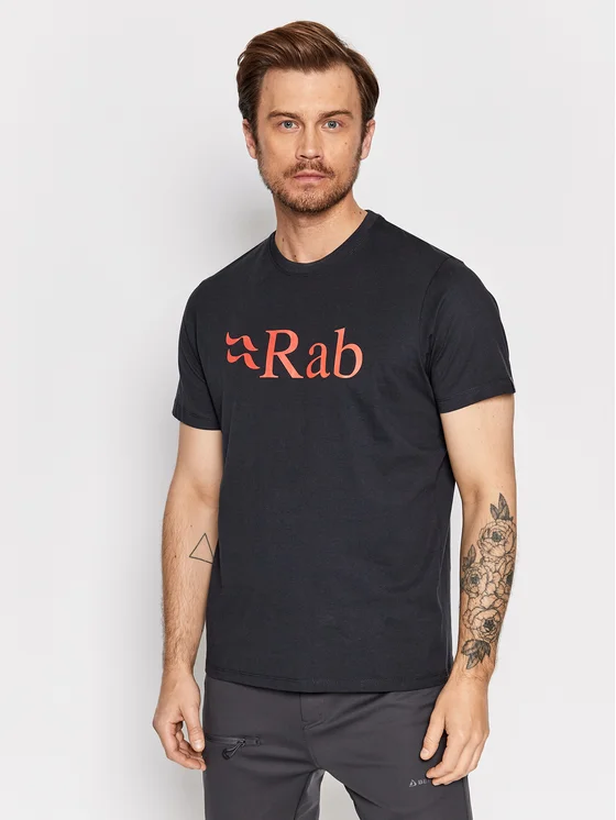 Rab T-Shirt Stance Logo QCB-08-BE-L Schwarz Regular Fit