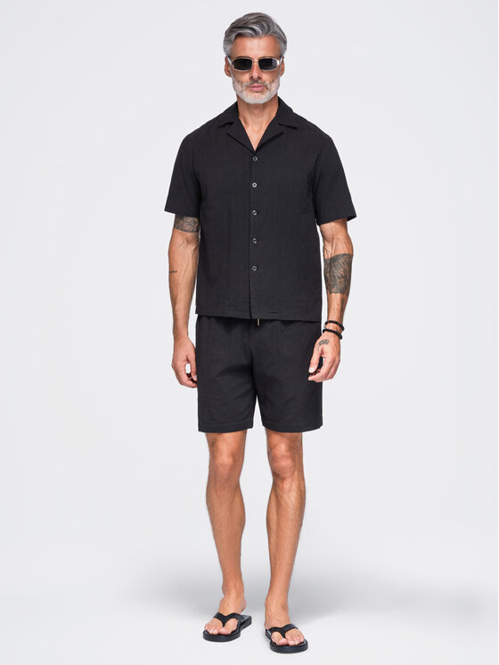 Ombre Ombre Szorty materiałowe OM-SRCS-0209 Czarny Regular Fit