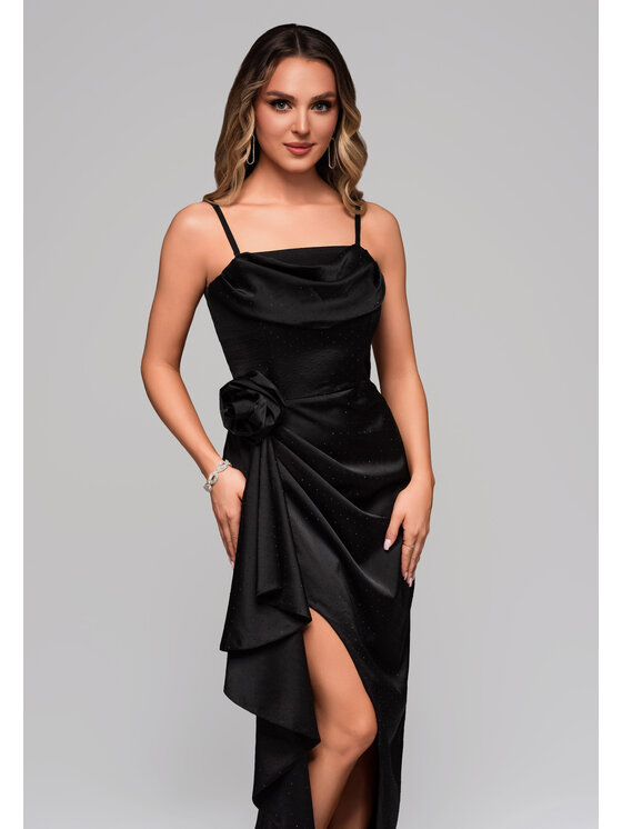 Ombre Ombre Sukienka wieczorowa LA-OM-DLR104 Czarny Regular Fit