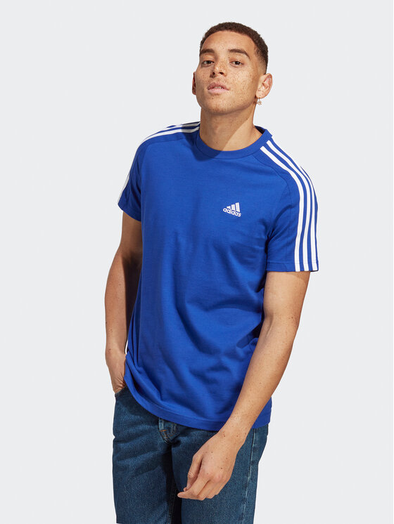 adidas adidas Футболка Essentials Single Jersey 3-Stripes T-Shirt IC9338 Голубий Regular Fit