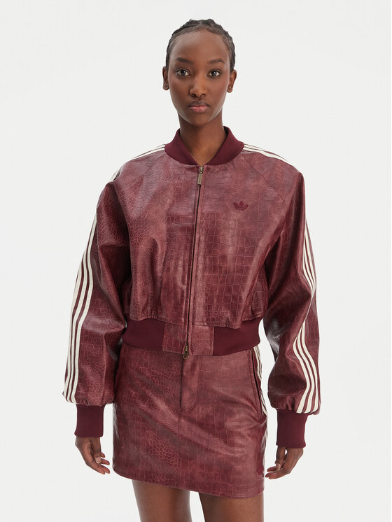 adidas adidas Jakna iz umetnega usnja Pleather KD8792 Bordo rdeča Oversize