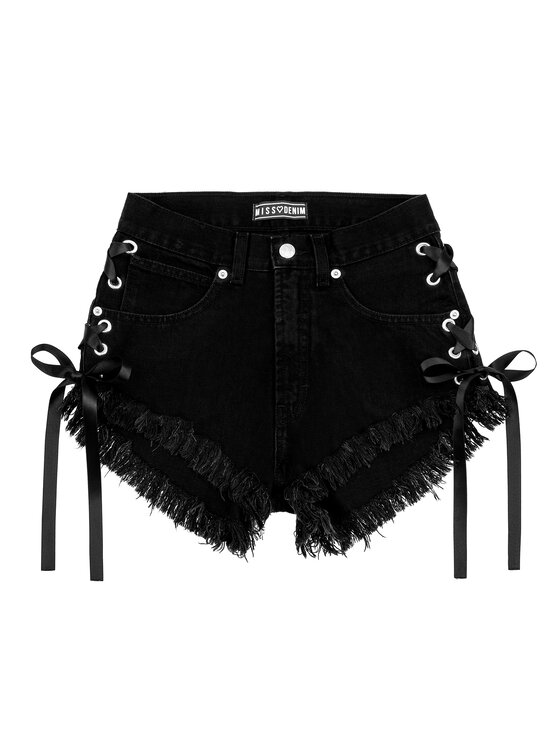MissDenim MissDenim Szorty jeansowe High Waist Czarny Regular Fit