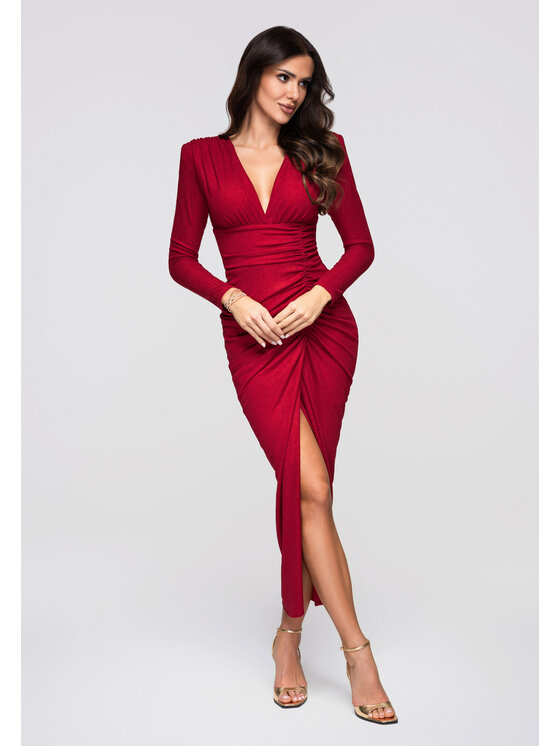Ombre Ombre Sukienka wieczorowa LA-OM-DLR268 Czerwony Regular Fit