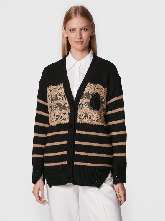 Ermanno Firenze Cardigan N019EH8 Negru Regular Fit Cardigan imagine noua
