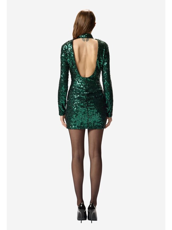 PINKO PINKO Φόρεμα βραδινό Nascondino abito paillettes Πράσινο Slim Leg