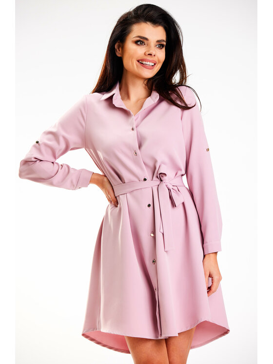 Awama Awama Sukienka letnia A568 Różowy Basic Fit