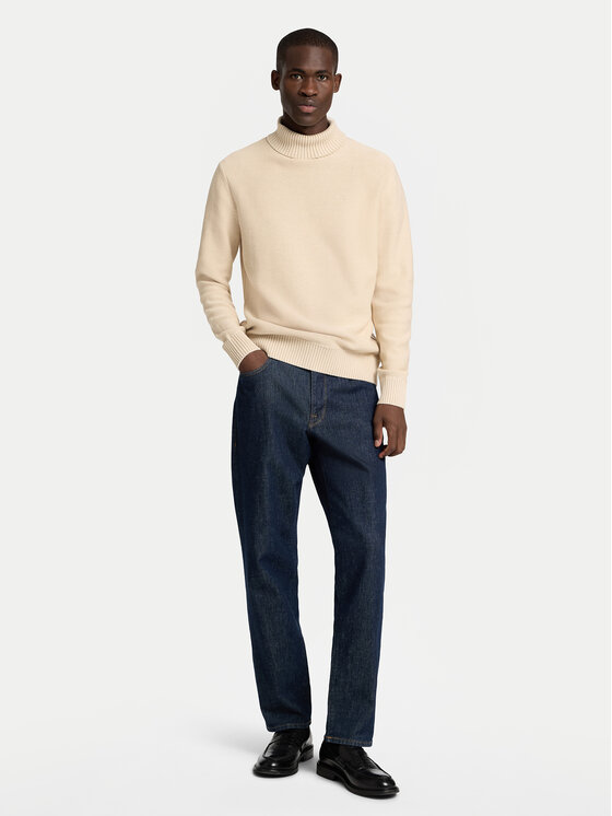 Selected Homme Selected Homme Bluză cu gât 16086644 Bej Regular Fit