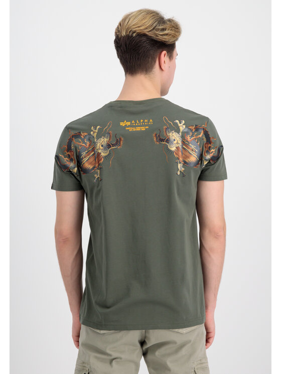 Alpha Industries Alpha Industries T-Shirt Dragon Embroidery T-Shirt Zielony Regular Fit
