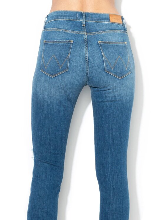 Wrangler Wrangler Jeansy HIGH RISE SKINNY Niebieski Skinny Fit